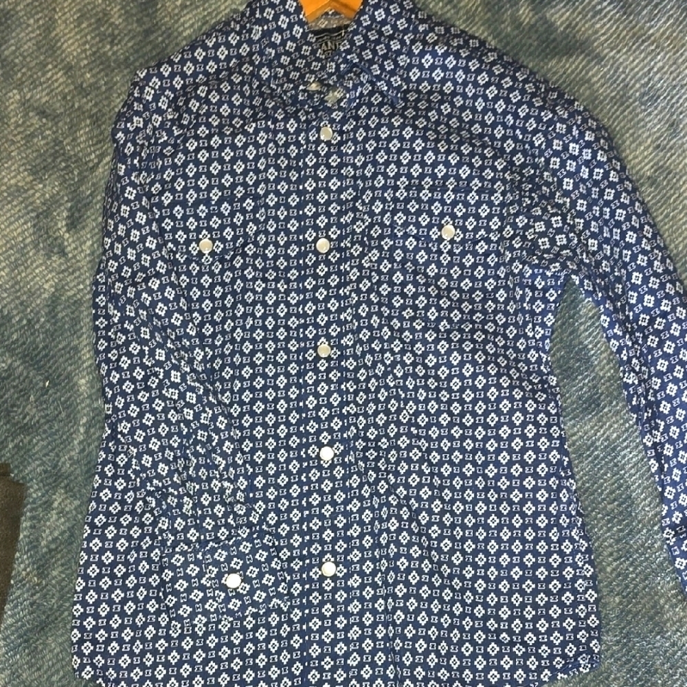 Boys Blue Patterned Rodeo Shirt Panhandle